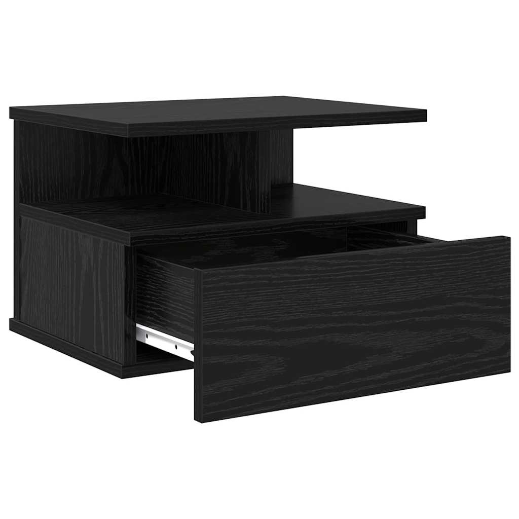 Flydende Natbord Sort eg 40 x 31 x 28 cm Konstrueret træ