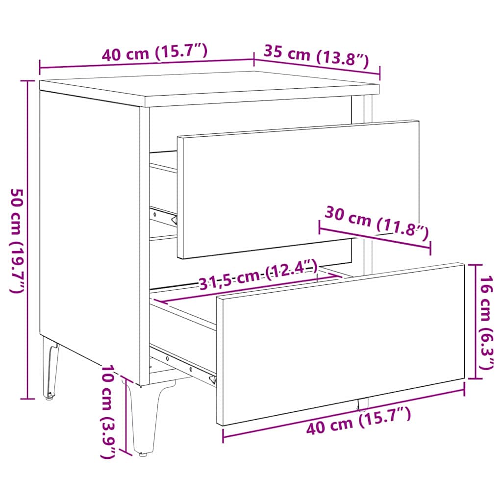 Natskab 2 stk. Gammelt træ 40 x 35 x 50 cm Konstrueret træ
