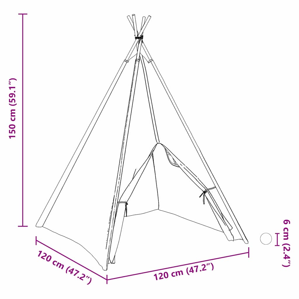 Teepee Telt Hvid 120 x 120 x 150 cm Stof og Plast
