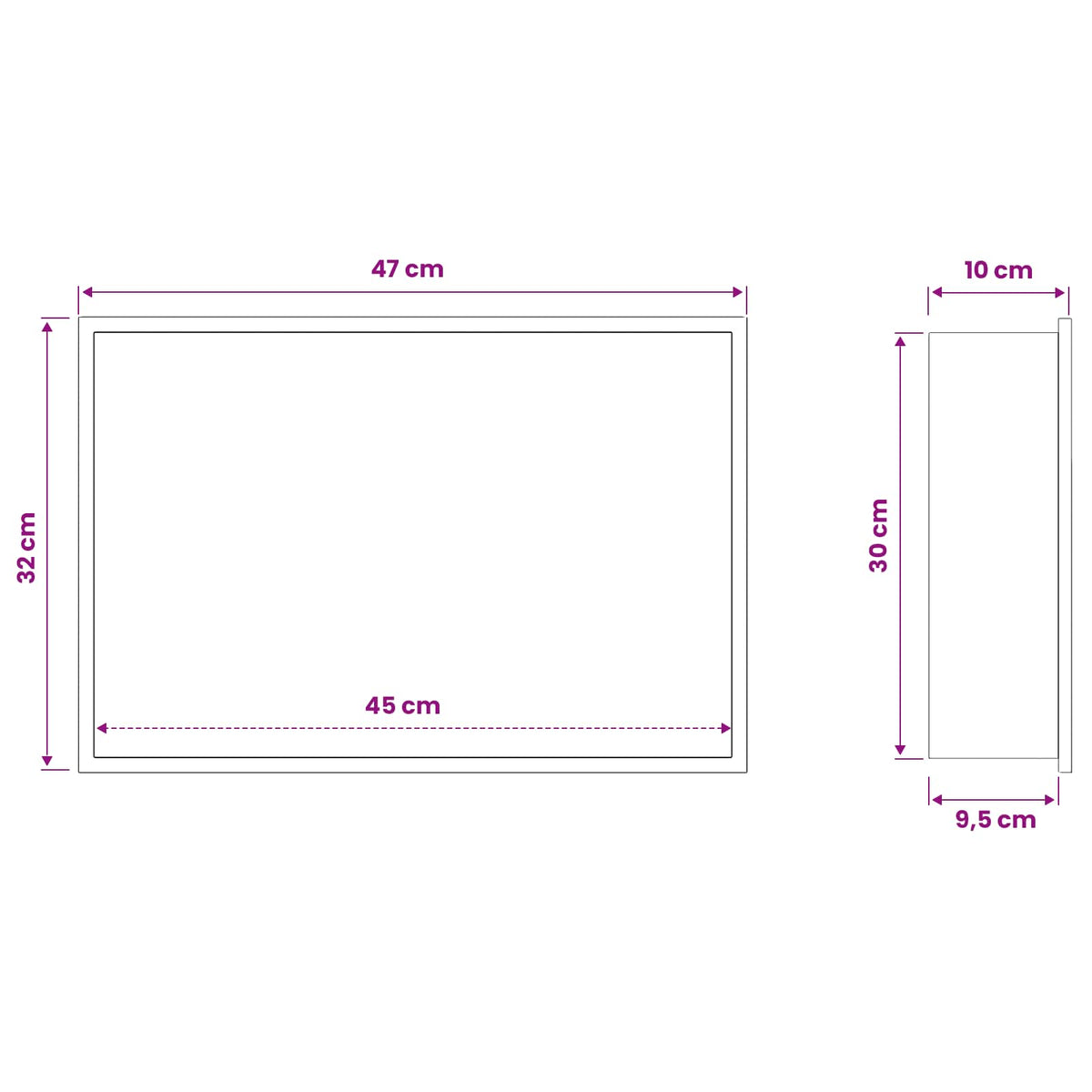 Bruse Niche Hvid 45 x 30 x 9,5 cm Rustfrit stål