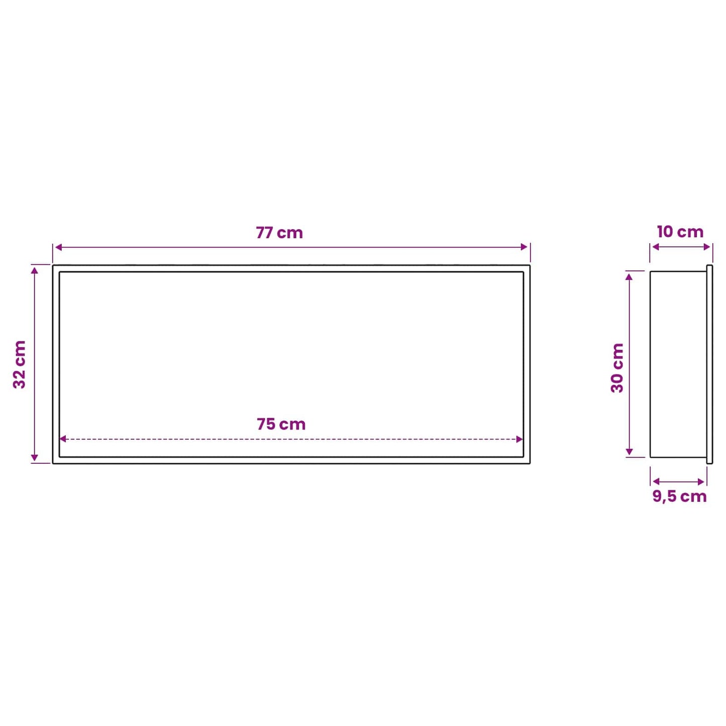 Bruse Niche Hvid 75 x 30 x 9,5 cm Rustfrit stål