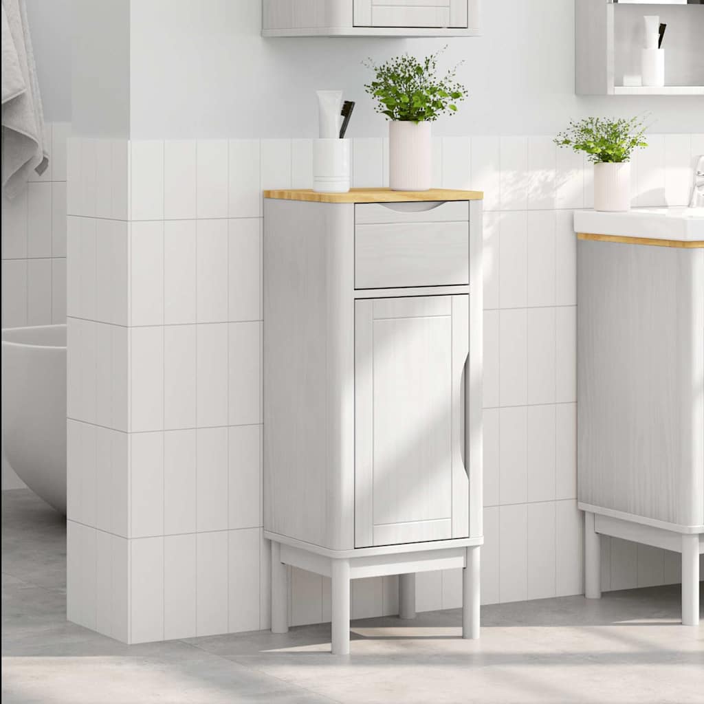 Badeværelsesskab FLORO Hvid 35 x 30 x 90 cm Massivt fyrretræ
