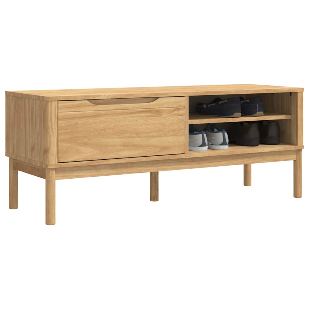 Garderobebænk FLORO Voks brun 115 x 40 x 45 cm Massivt fyrretræ