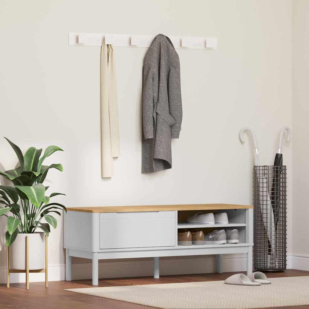Garderobebænk FLORO Hvid 115 x 40 x 45 cm Massivt fyrretræ