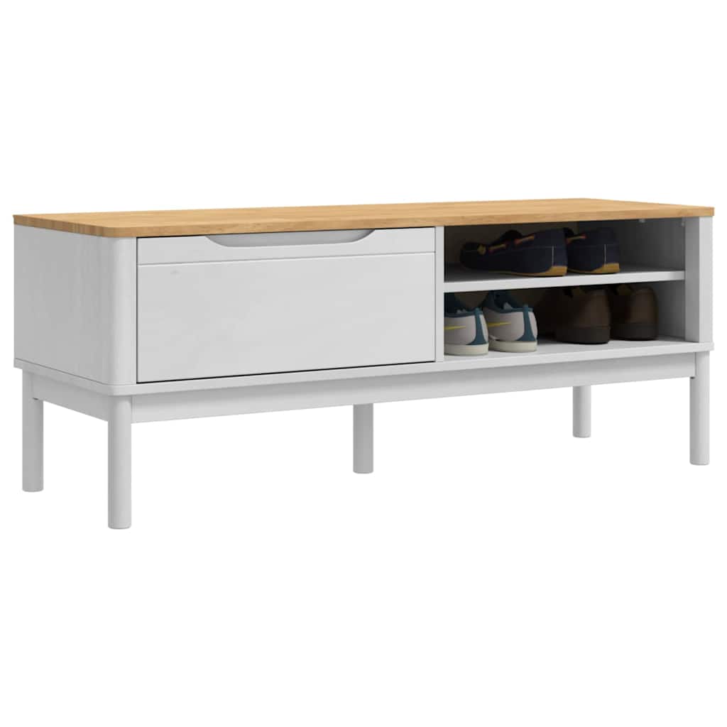 Garderobebænk FLORO Hvid 115 x 40 x 45 cm Massivt fyrretræ