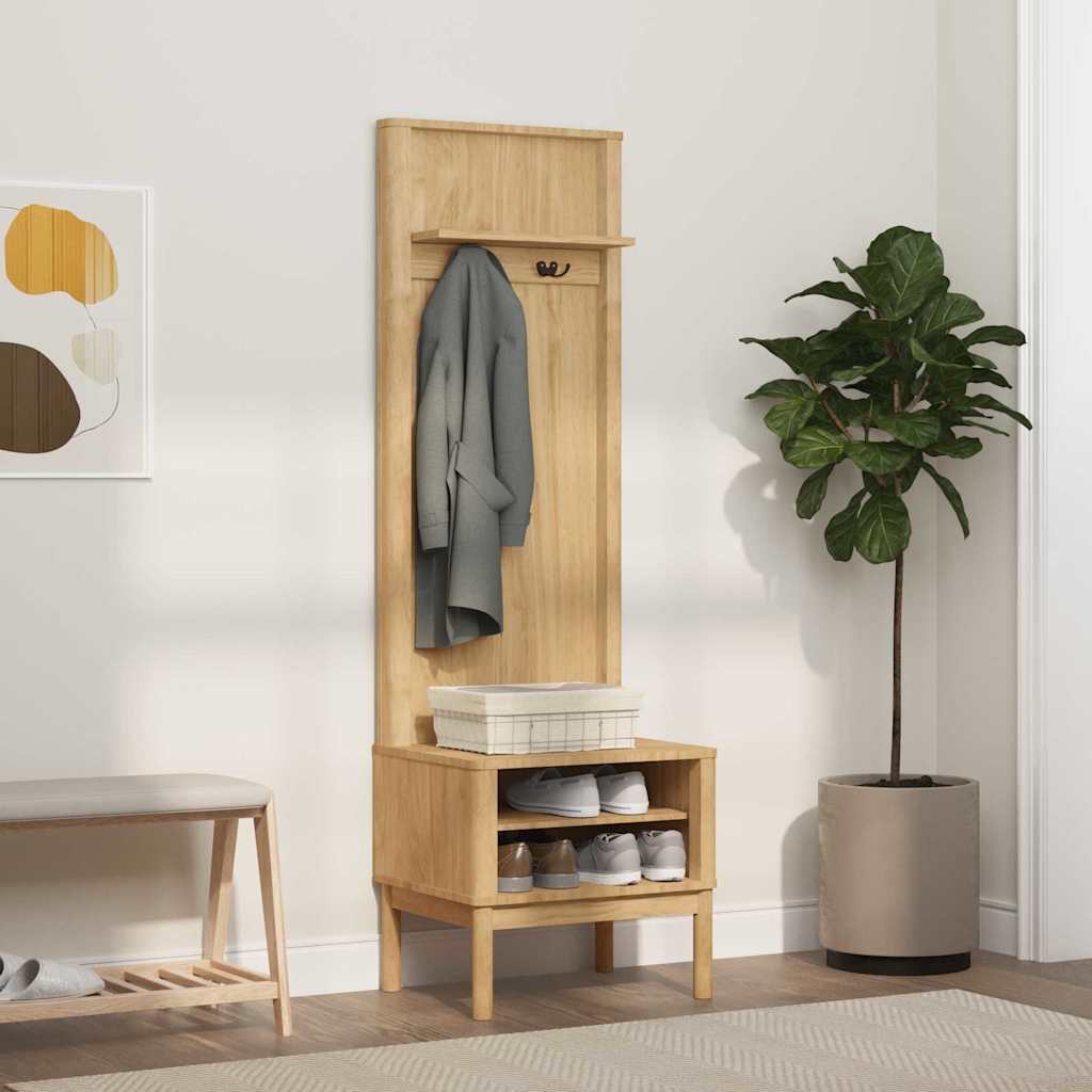 Gangskab FLORO Voks brun 50 x 40 x 158 cm Massivt fyrretræ