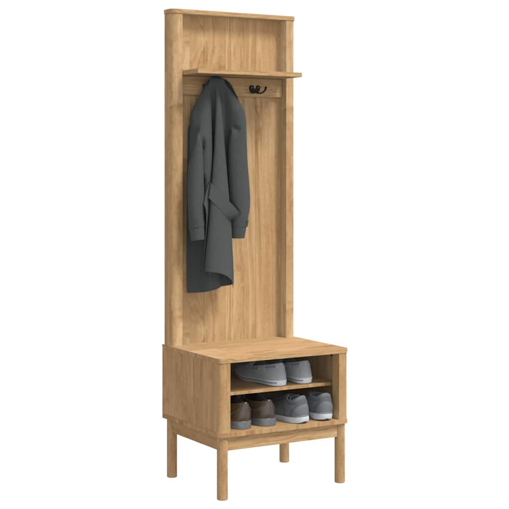 Gangskab FLORO Voks brun 50 x 40 x 158 cm Massivt fyrretræ