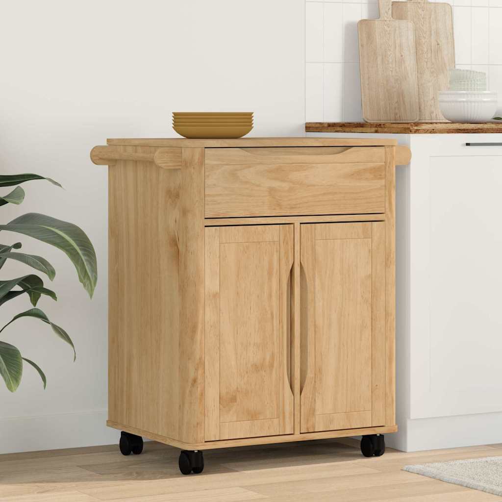 Køkkenvogn FLORO Voks brun 72,5 x 45 x 80 cm Massivt fyrretræ
