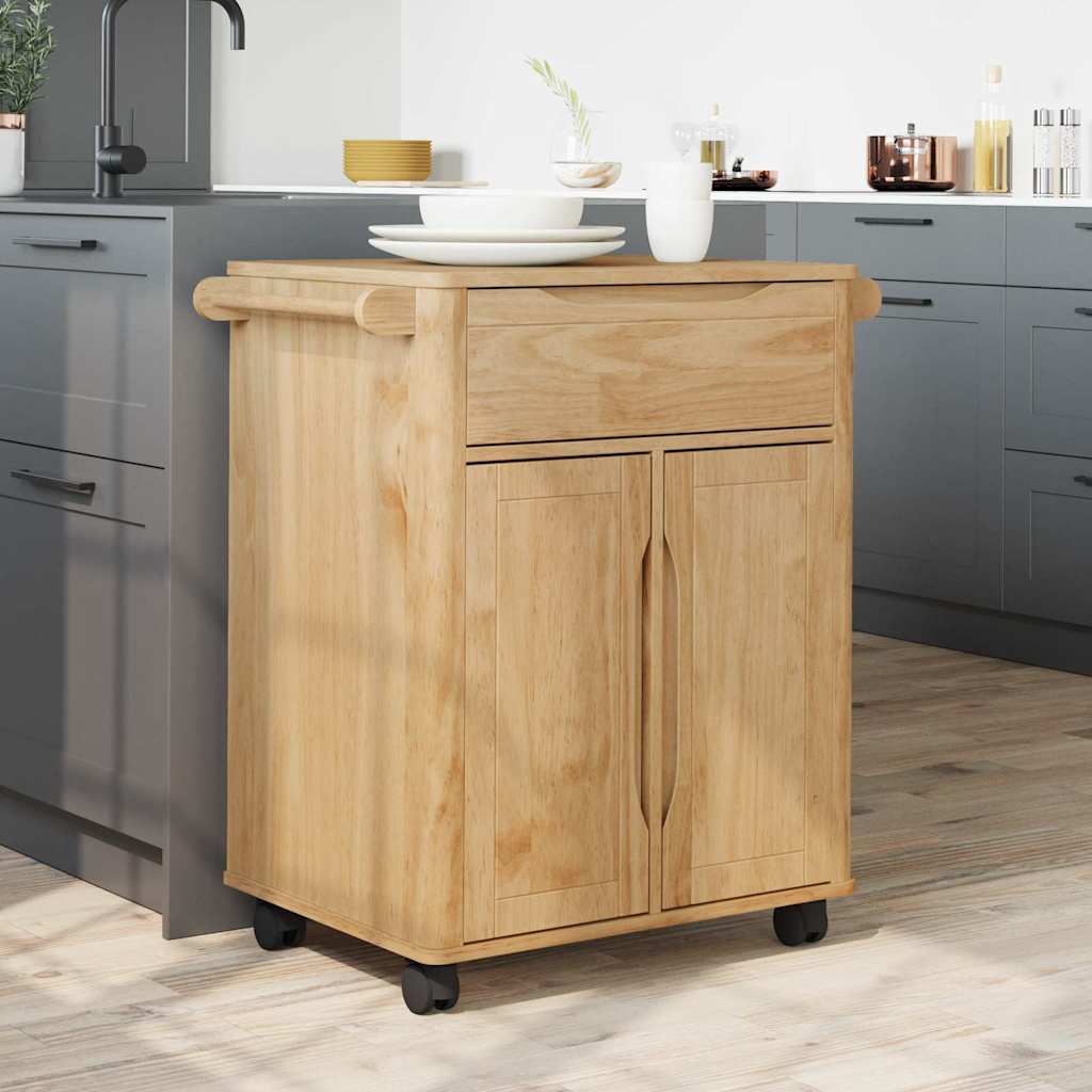 Køkkenvogn FLORO Voks brun 72,5 x 45 x 80 cm Massivt fyrretræ