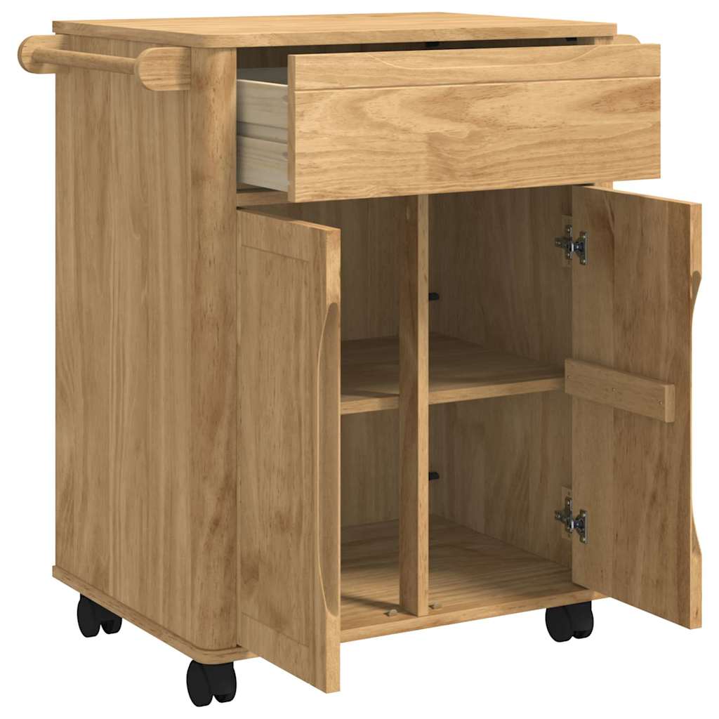 Køkkenvogn FLORO Voks brun 72,5 x 45 x 80 cm Massivt fyrretræ