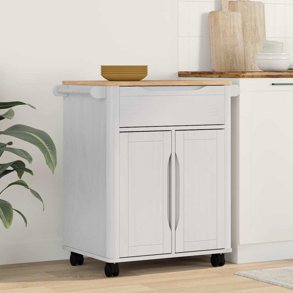 Køkkenvogn FLORO Hvid 72,5 x 45 x 80 cm Massivt fyrretræ