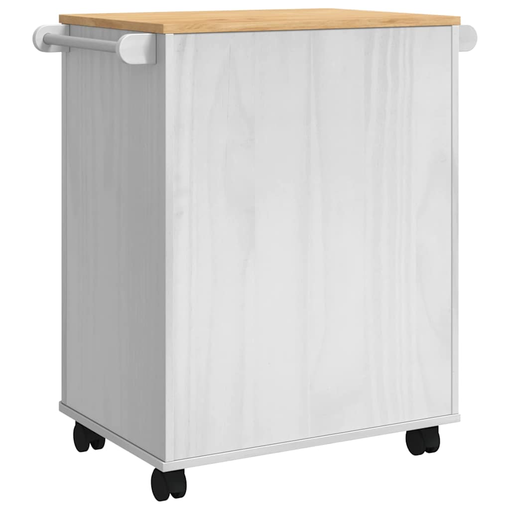 Køkkenvogn FLORO Hvid 72,5 x 45 x 80 cm Massivt fyrretræ
