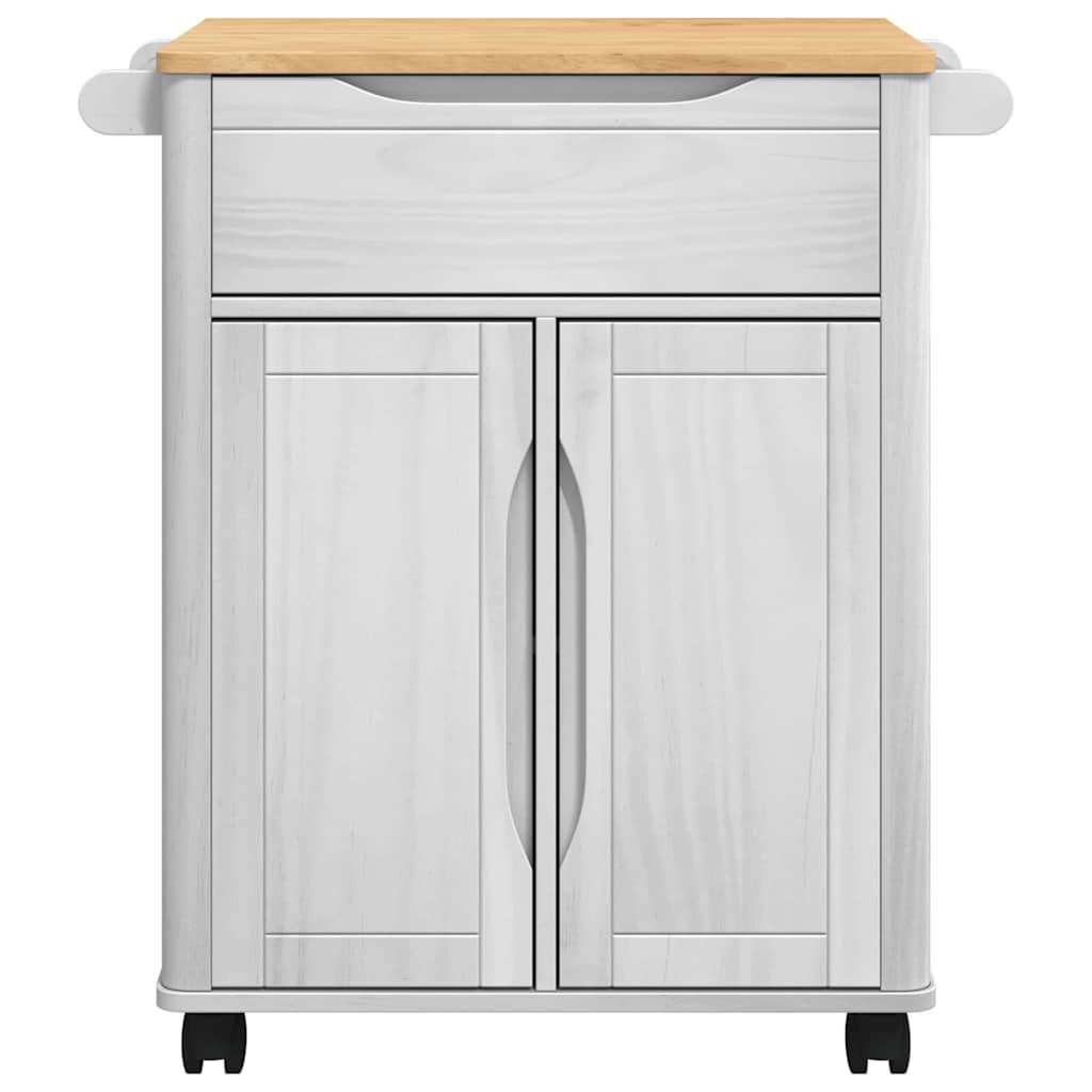 Køkkenvogn FLORO Hvid 72,5 x 45 x 80 cm Massivt fyrretræ