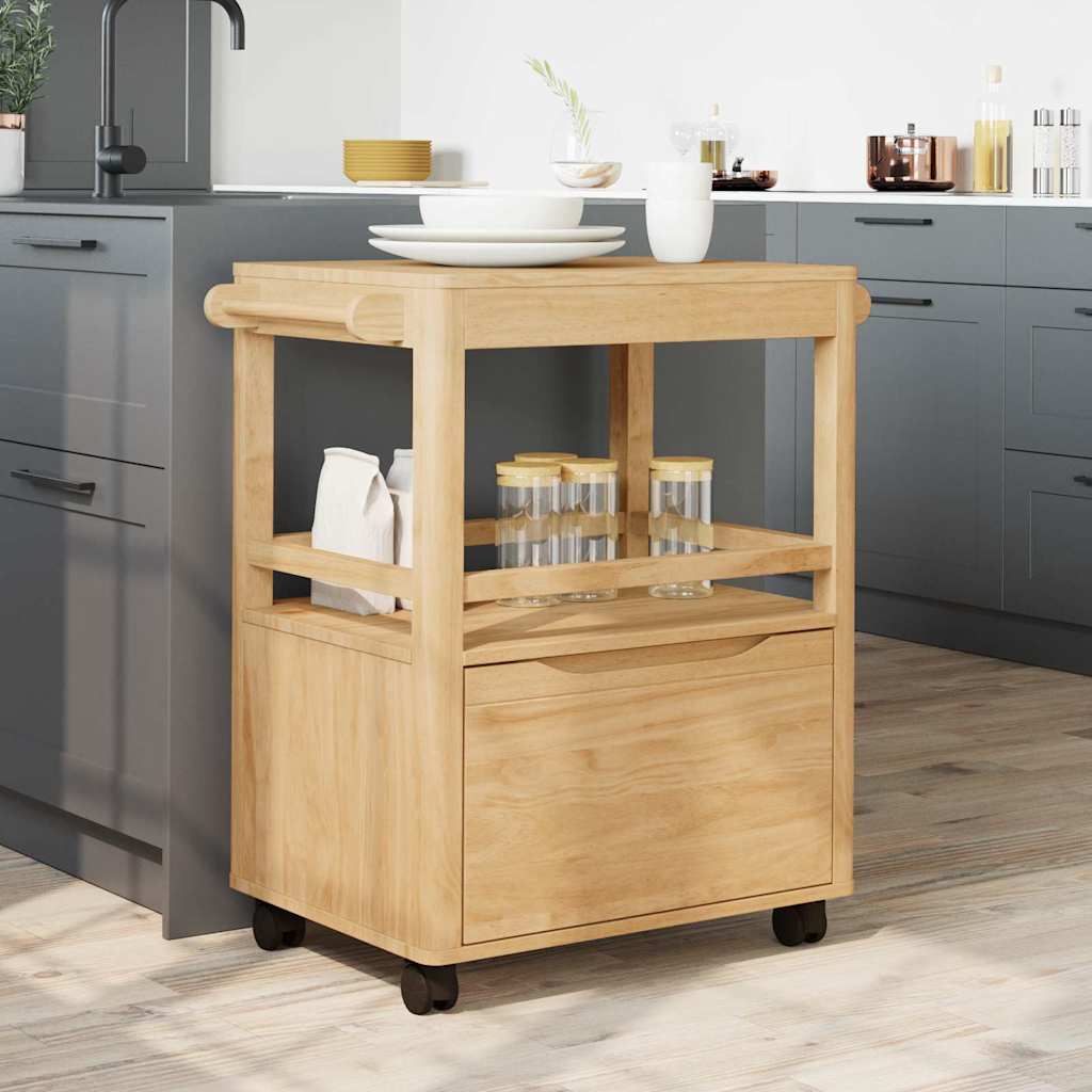 Køkkenvogn FLORO Voks brun 72,5 x 45 x 80 cm Massivt fyrretræ