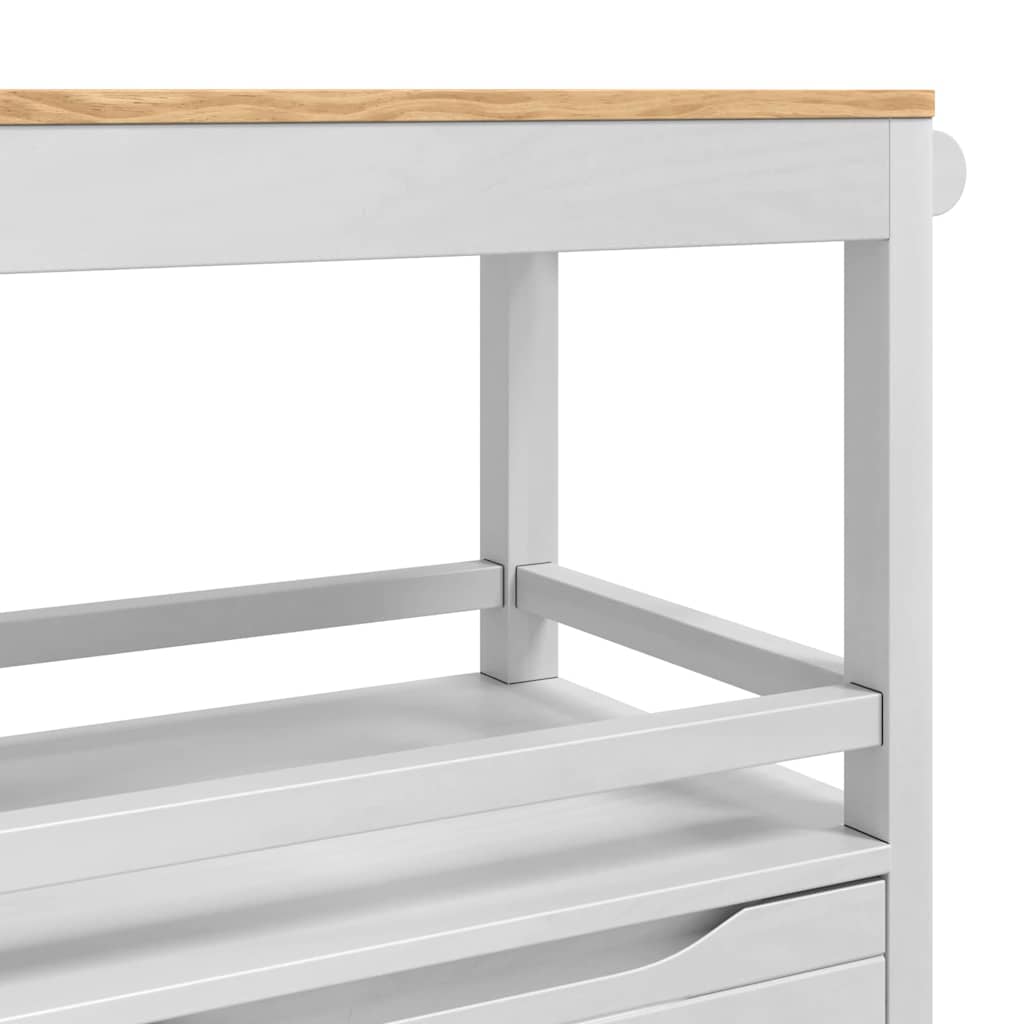 Køkkenvogn FLORO Hvid 72,5 x 45 x 80 cm Massivt fyrretræ