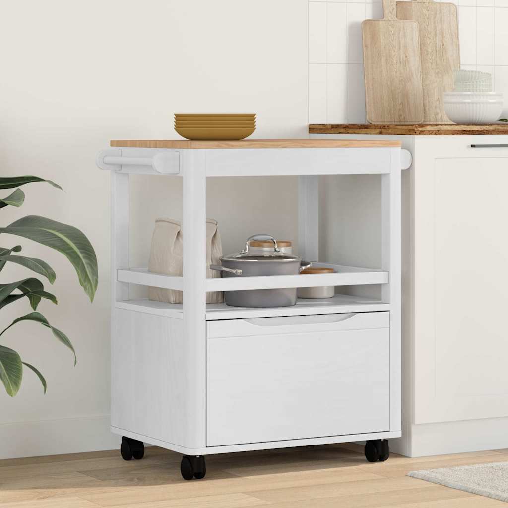Køkkenvogn FLORO Hvid 72,5 x 45 x 80 cm Massivt fyrretræ