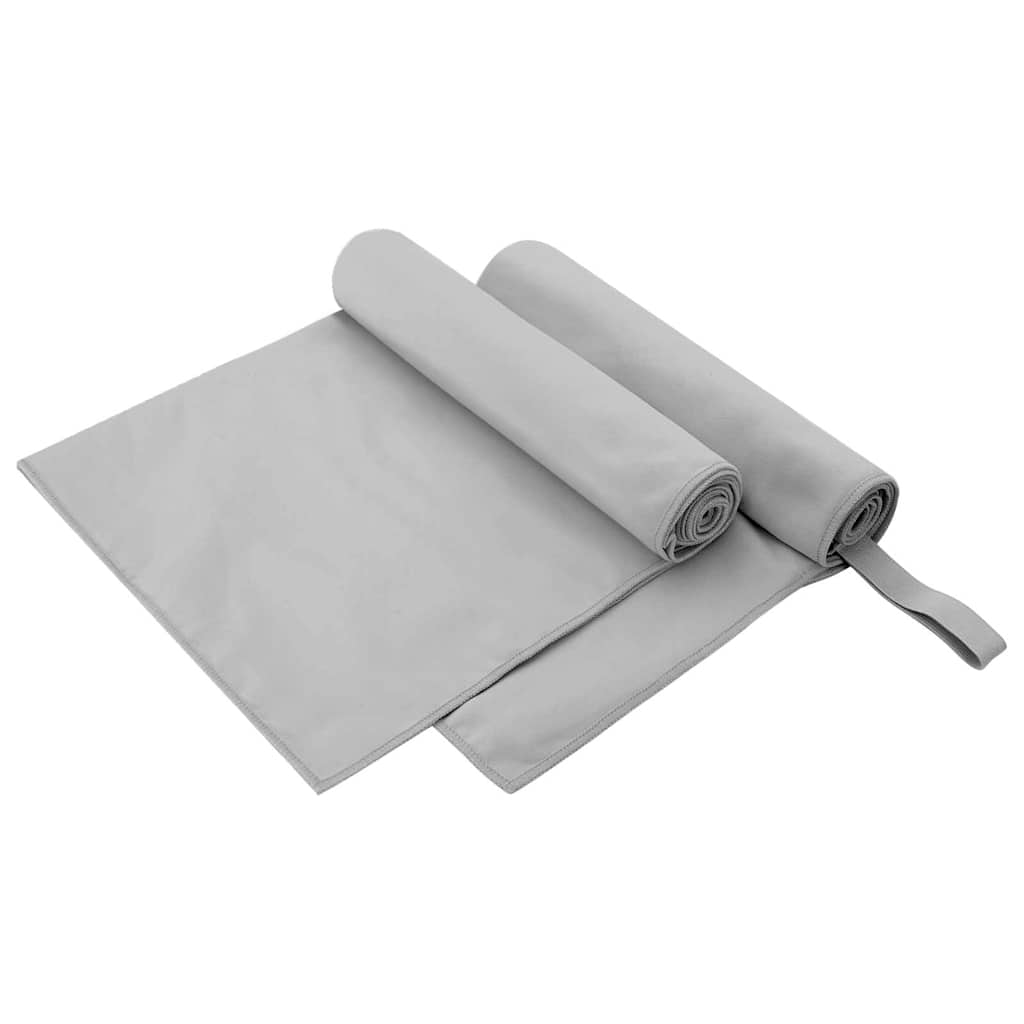 Sportshåndklæder 2 stk. Grå 100 x 50 cm Polyester og polyamid