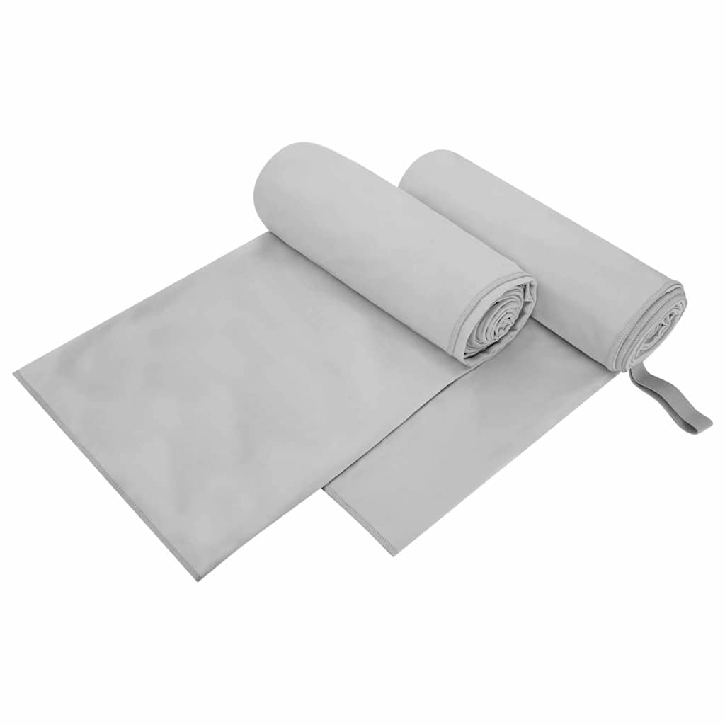 Sportshåndklæder 2 stk. Grå 200 x 100 cm Polyester og polyamid