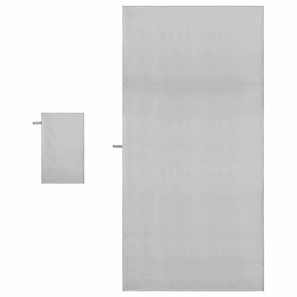 Sports håndklæde sæt 2 stk. Grå 50 x 30 cm, 200 x 100 cm