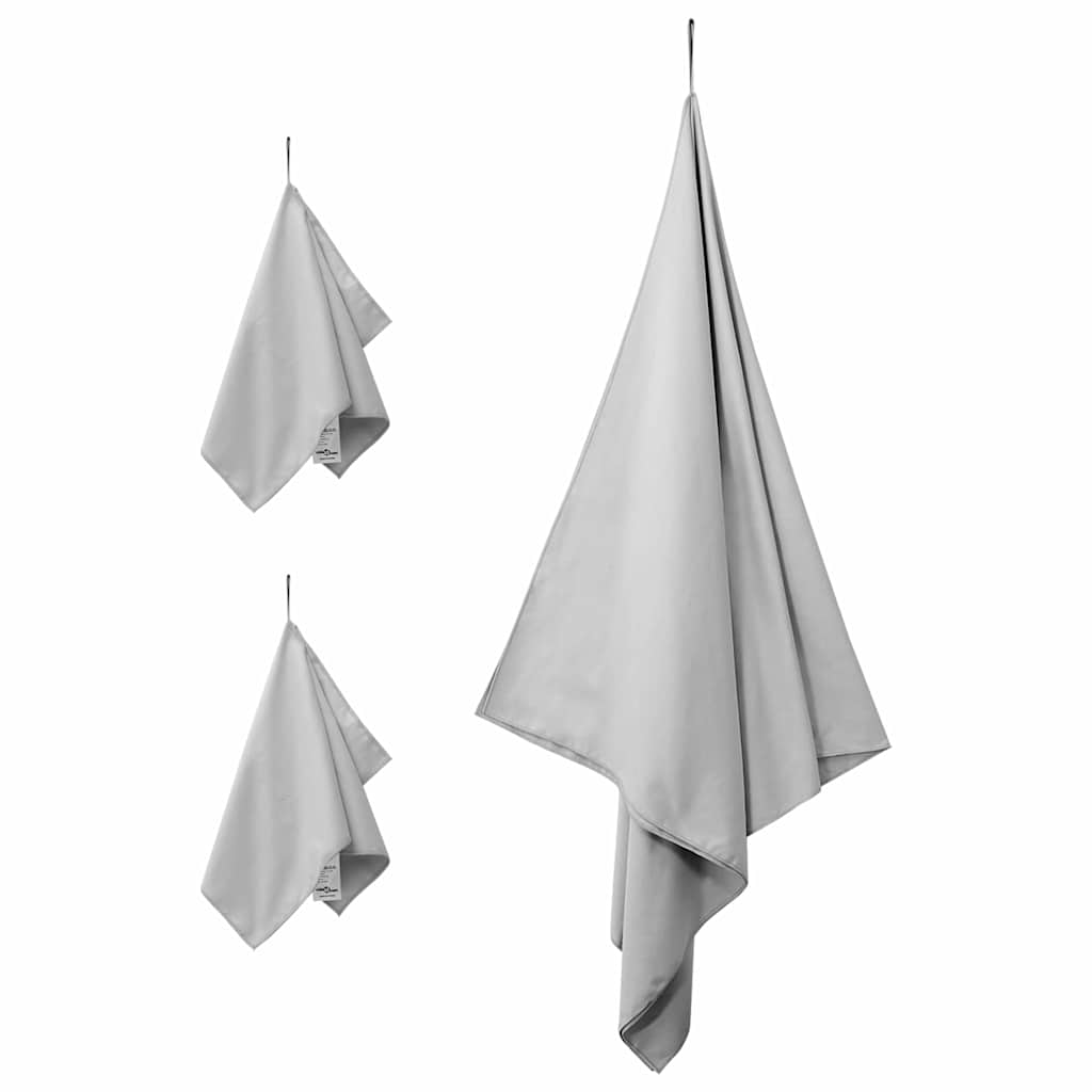 Sports håndklæde sæt 3 stk. Grå 210 x 100 cm
