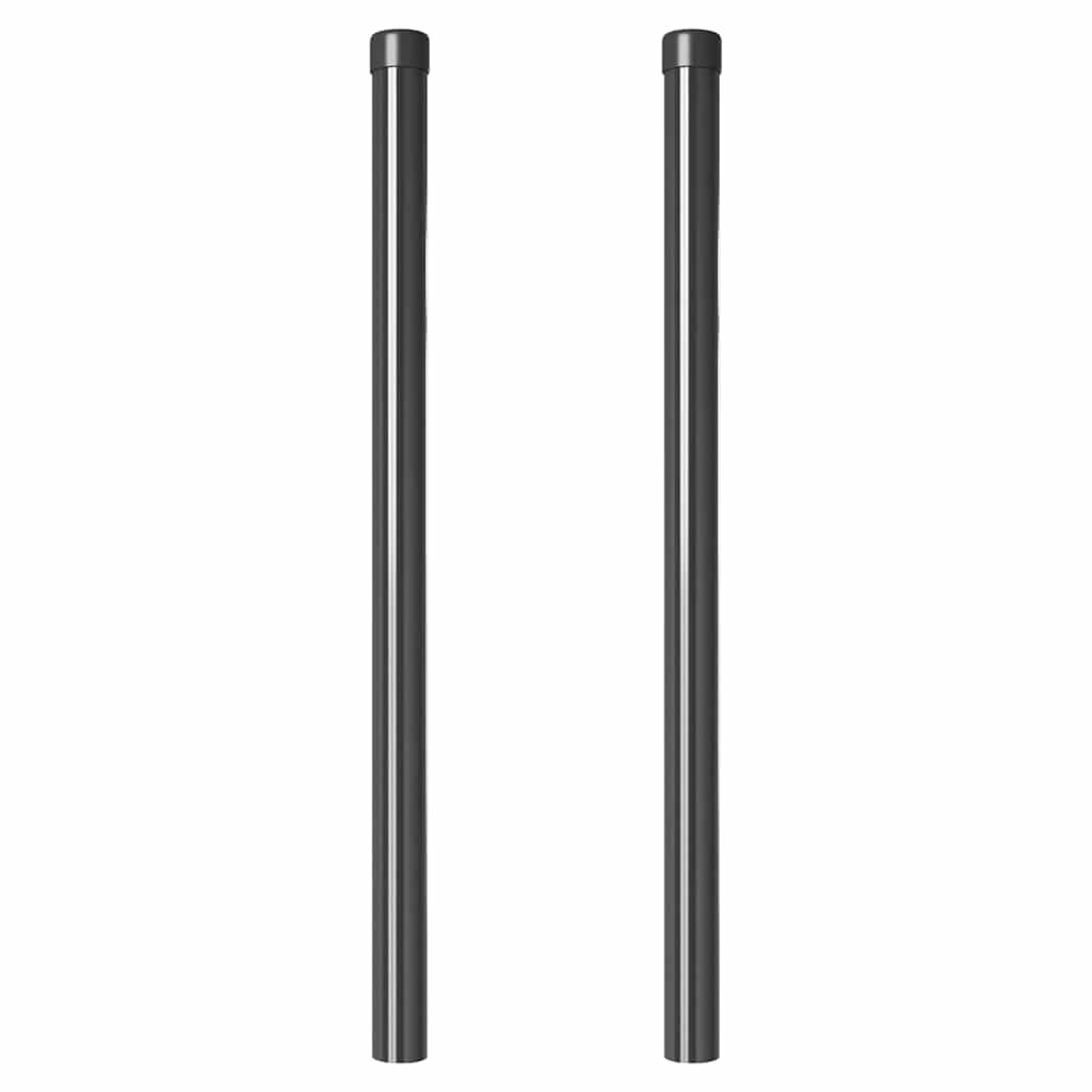Zaunpfosten 2 stk. Grå 80 cm Pulverlakeret Stål