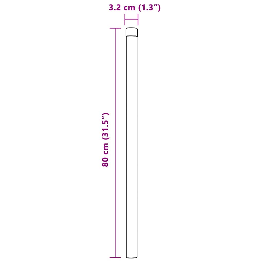 Zaunpfosten 2 stk. Grå 80 cm Pulverlakeret Stål