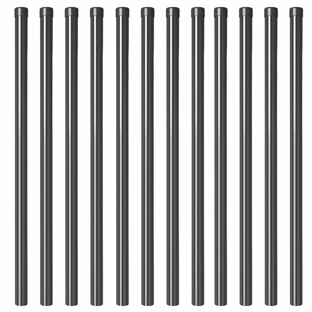 Zaunpfosten 12 stk. Grå 110 cm Pulverlakeret Stål