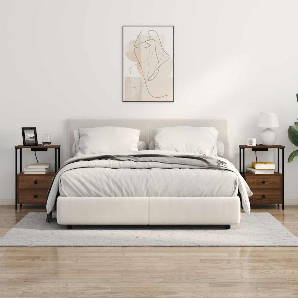 Natskab 2 stk. Brun eg 40 x 31 x 60 cm Konstrueret træ