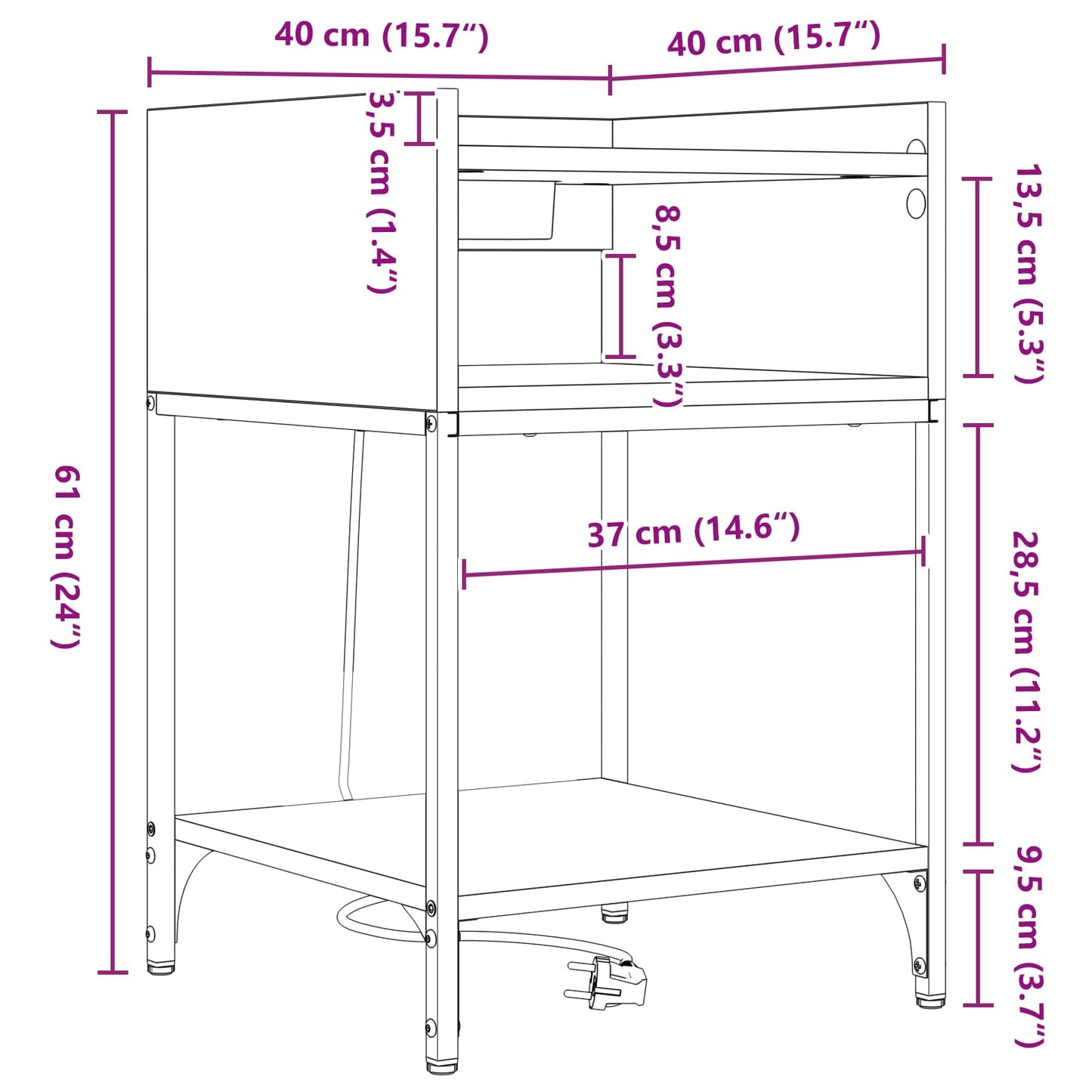 Natskab Sonoma eg 40 x 40 x 61 cm Konstrueret træ