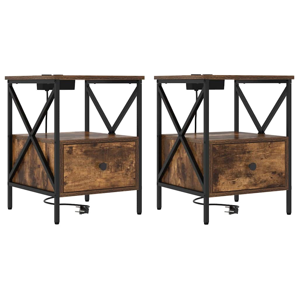 Natskab 2 stk. Røget eg 41,5 x 40,5 x 55 cm Konstrueret træ