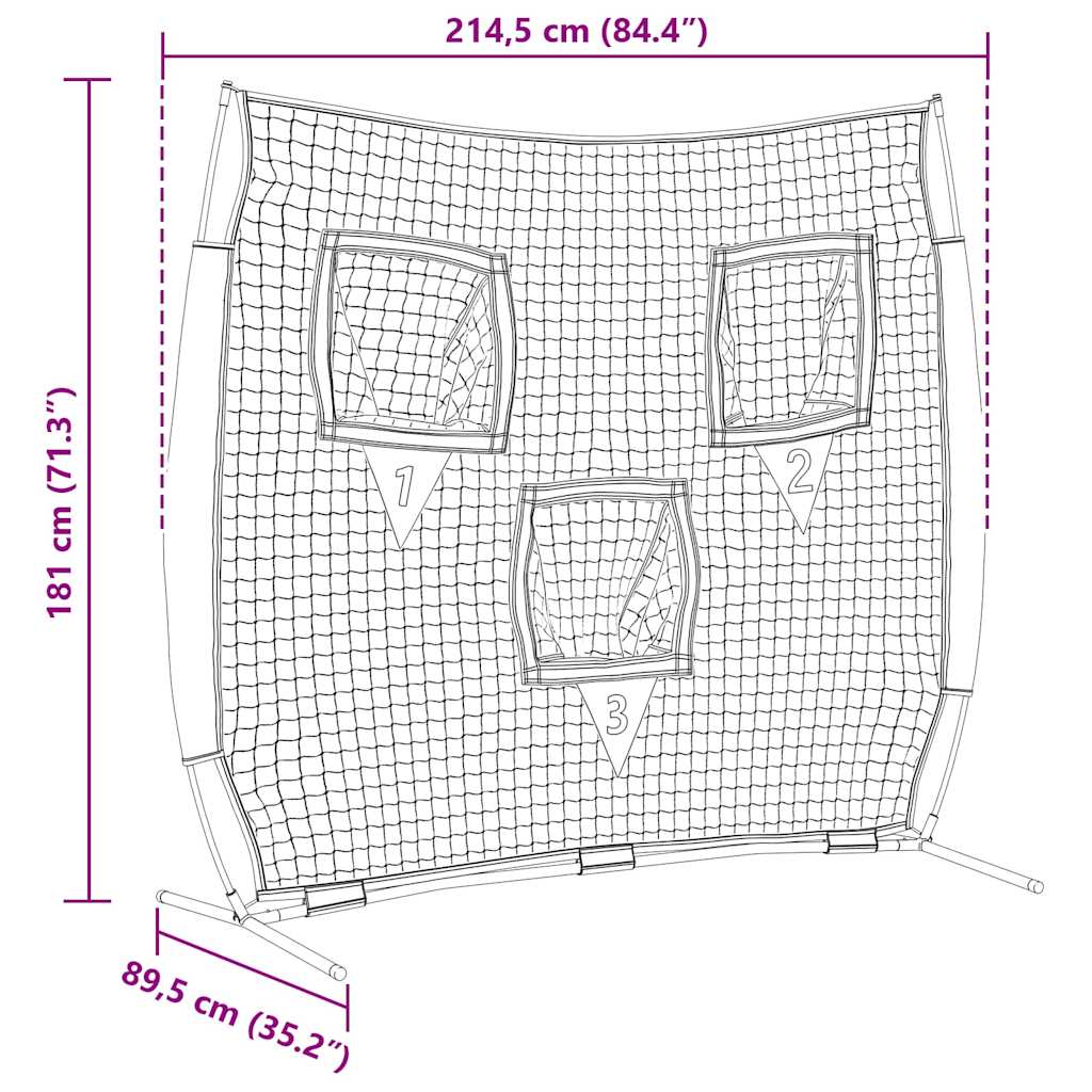 Baseball øvelsesnet Sort 214,5 x 89,5 x 181 cm Polyester