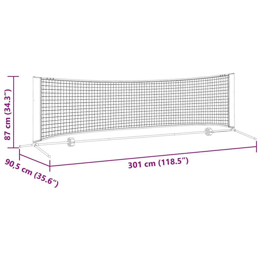 Tennis Net Sort og rød 301 x 90,5 x 87 cm Polyester