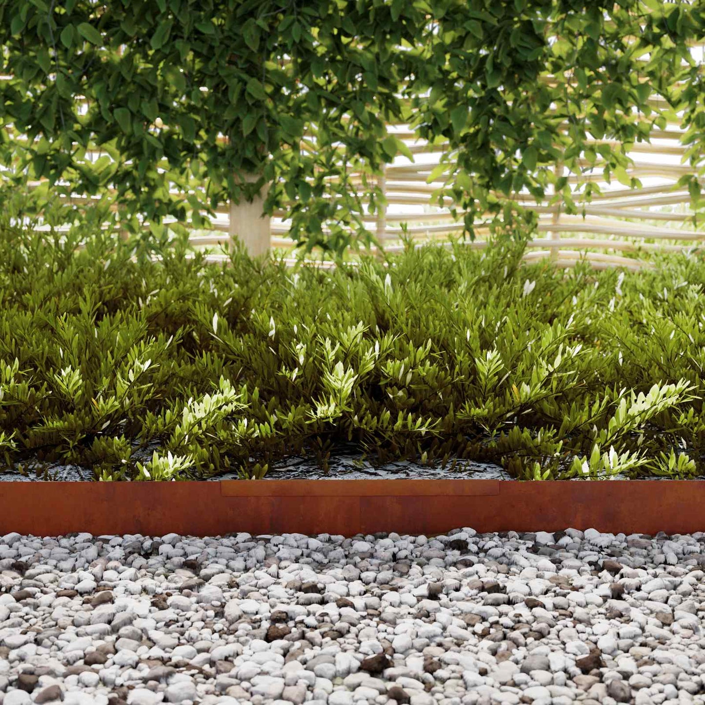 Plænekant 4 stk. 450 x 10 cm Cortenstål Rusten