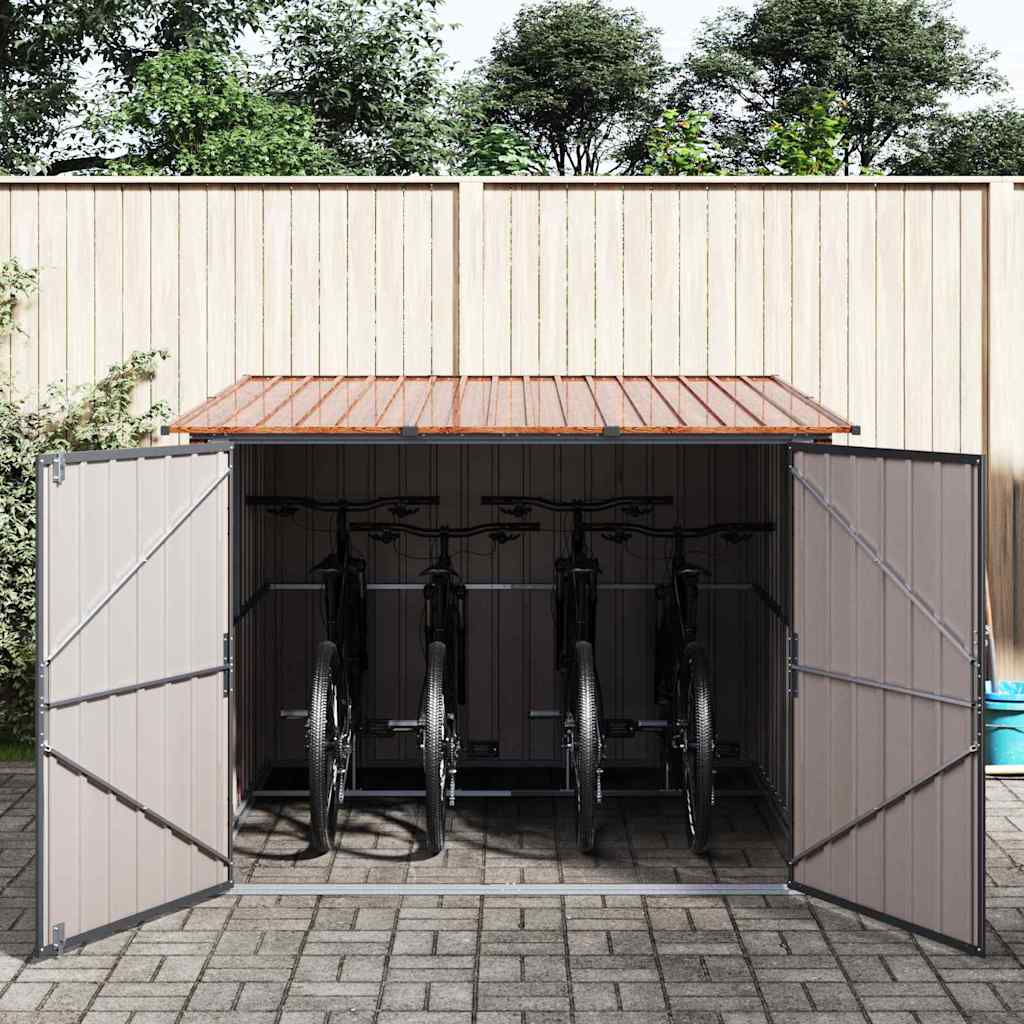 Cykelskur 3 stk. Brun 216 x 207 x 158 cm Metal