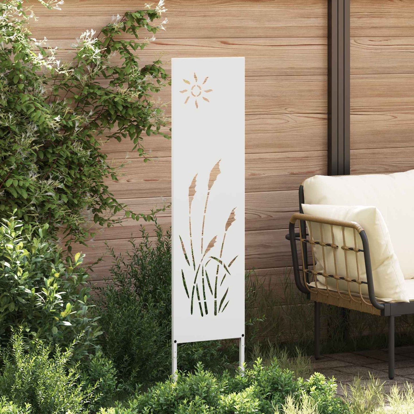Have privatliv skærm Fretwork Hvid 32 x 140 cm Koldvalset stål