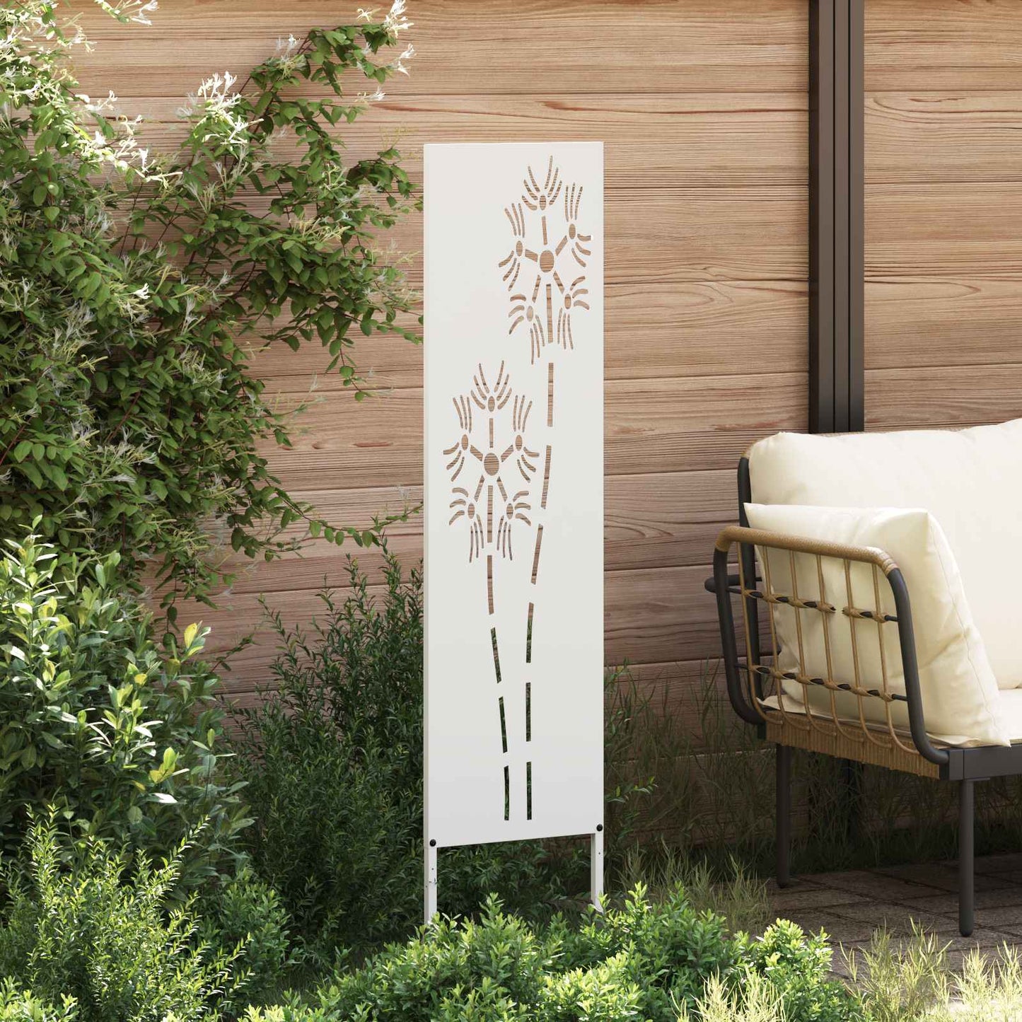 Have privatliv skærm Fretwork Hvid 32 x 140 cm Koldvalset stål