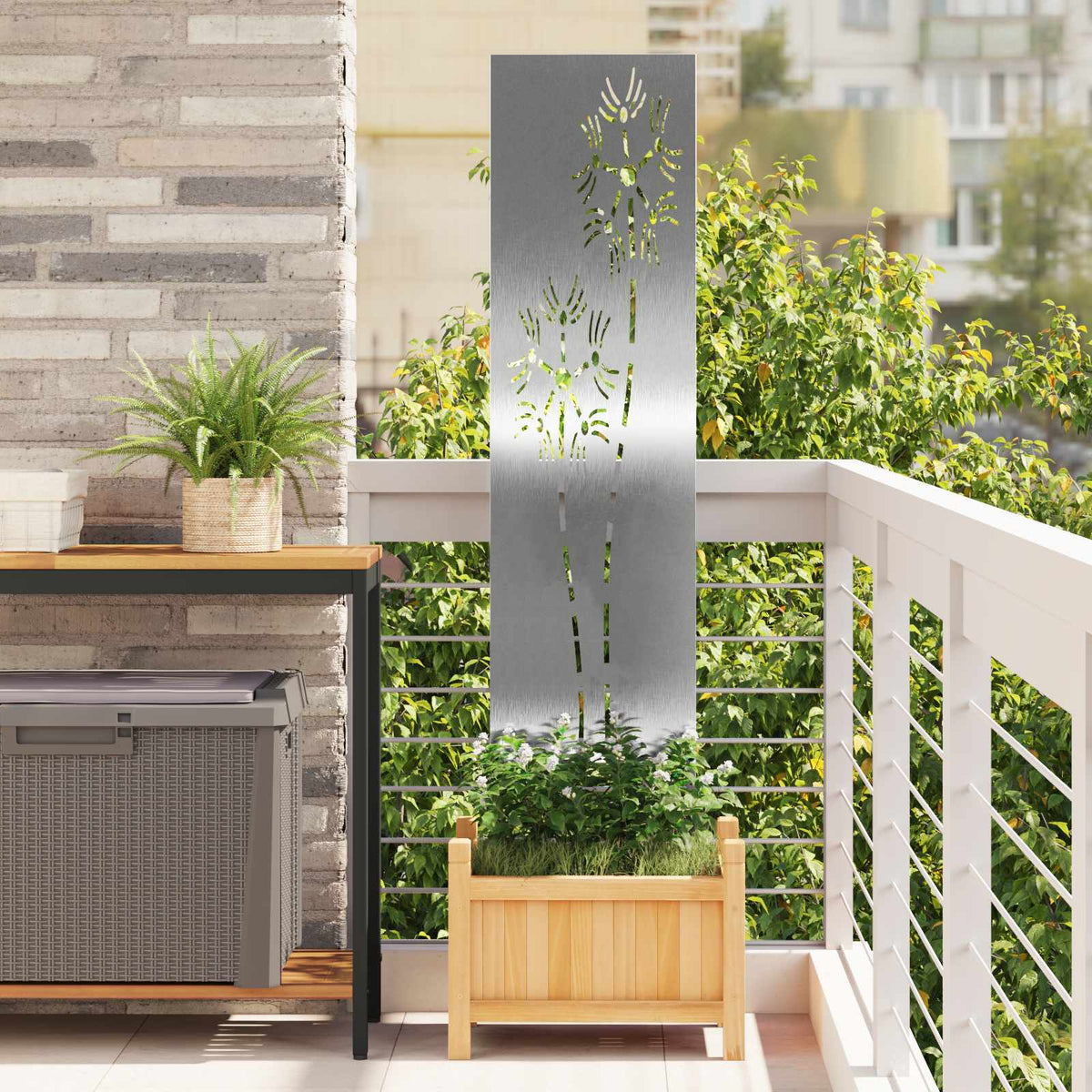 Have privatliv skærm Fretwork Sølv 32 x 140 cm Rustfrit stål