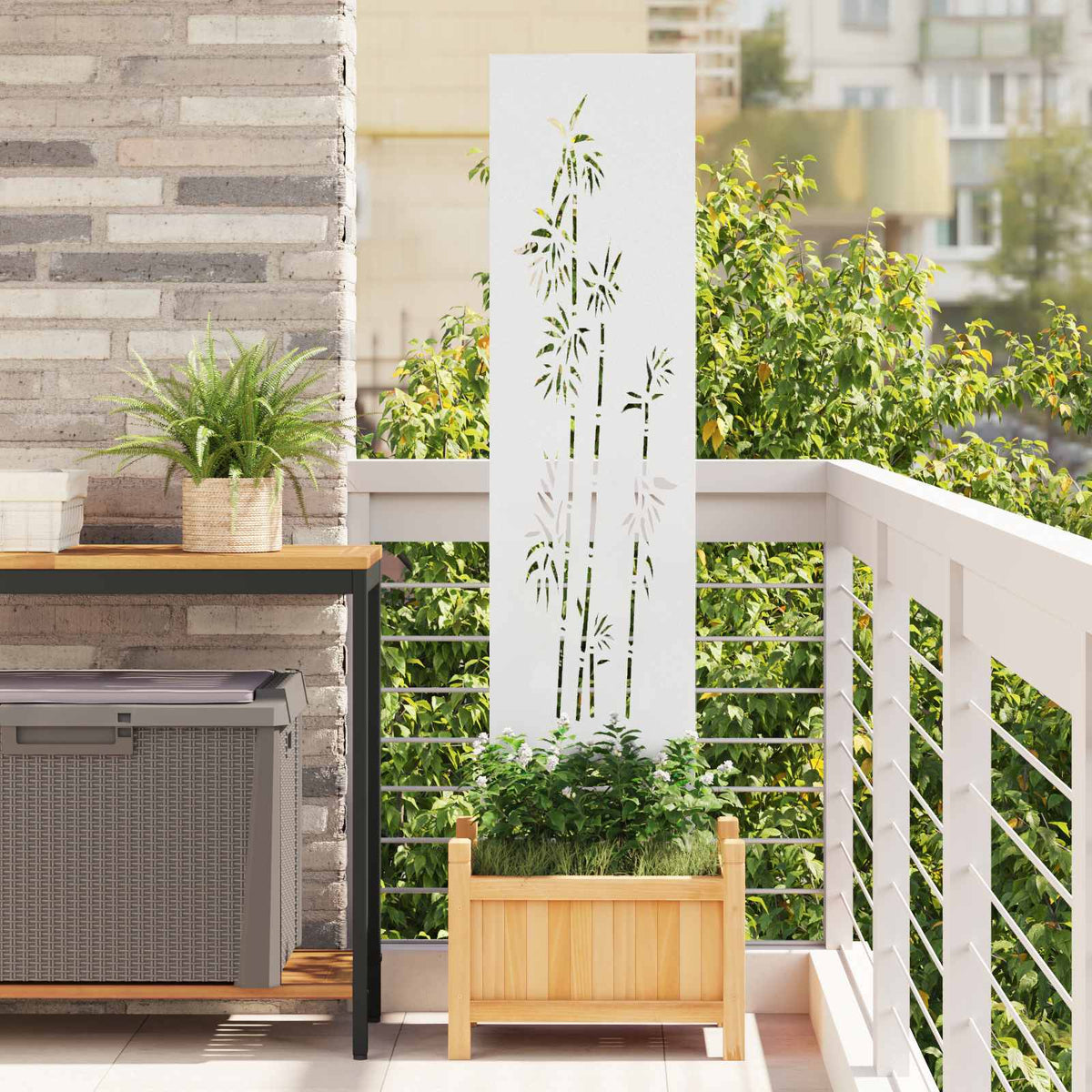 Have privatliv skærm Blomstret Hvid 32 x 140 cm Koldvalset stål