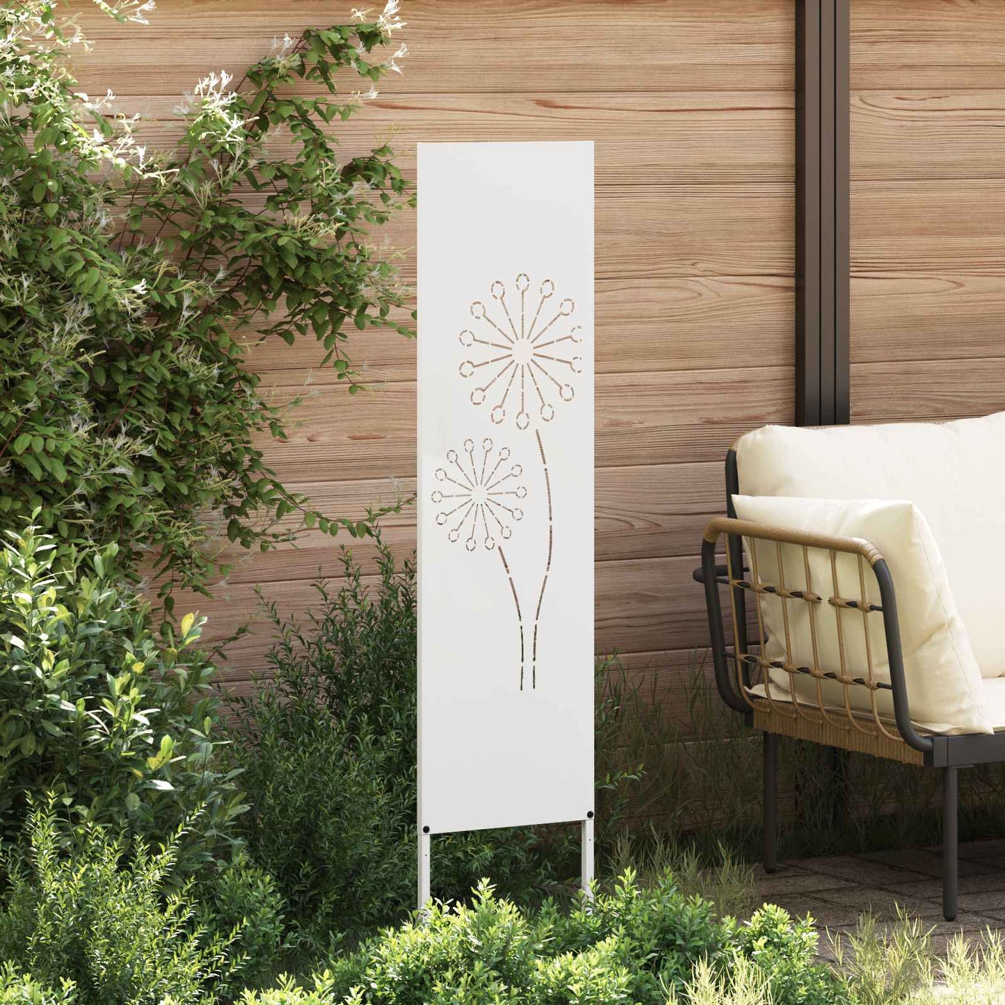 Have privatliv skærm Fretwork Hvid 32 x 140 cm Koldvalset stål