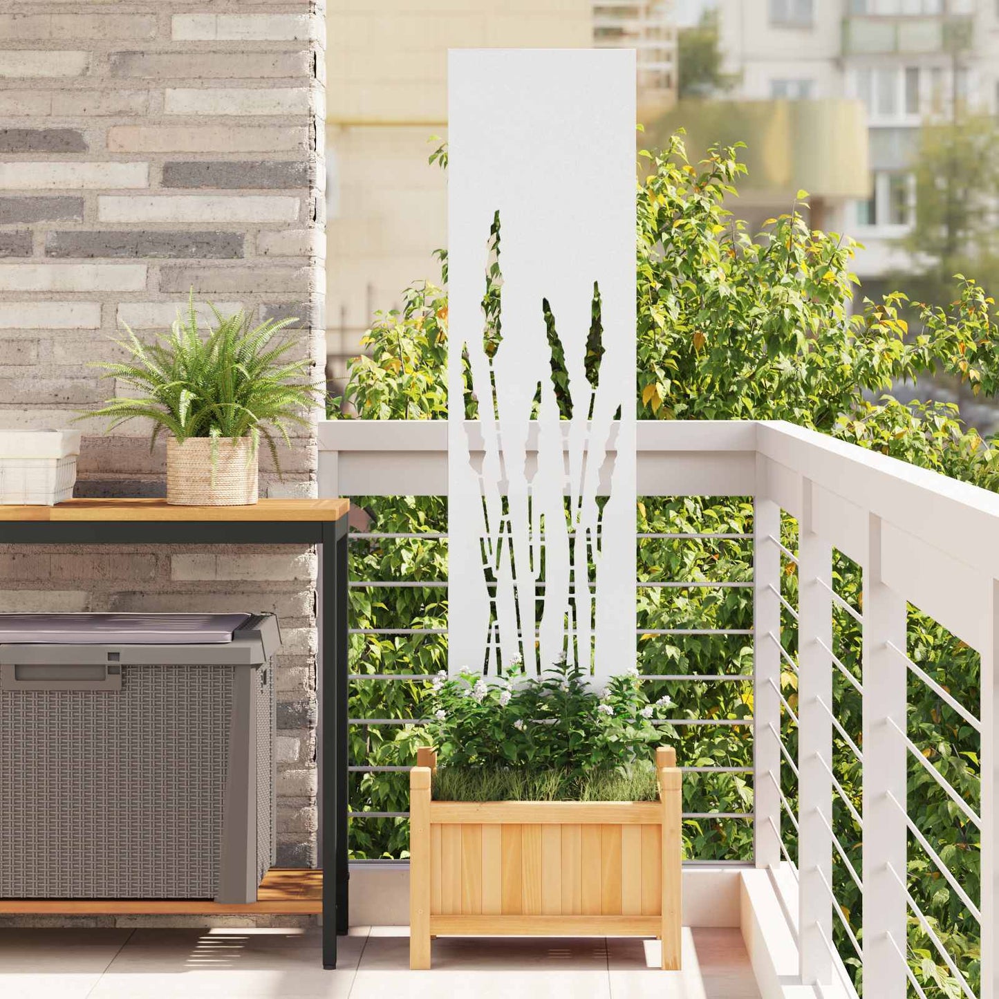 Have privatliv skærm Fretwork Hvid 32 x 140 cm Koldvalset stål