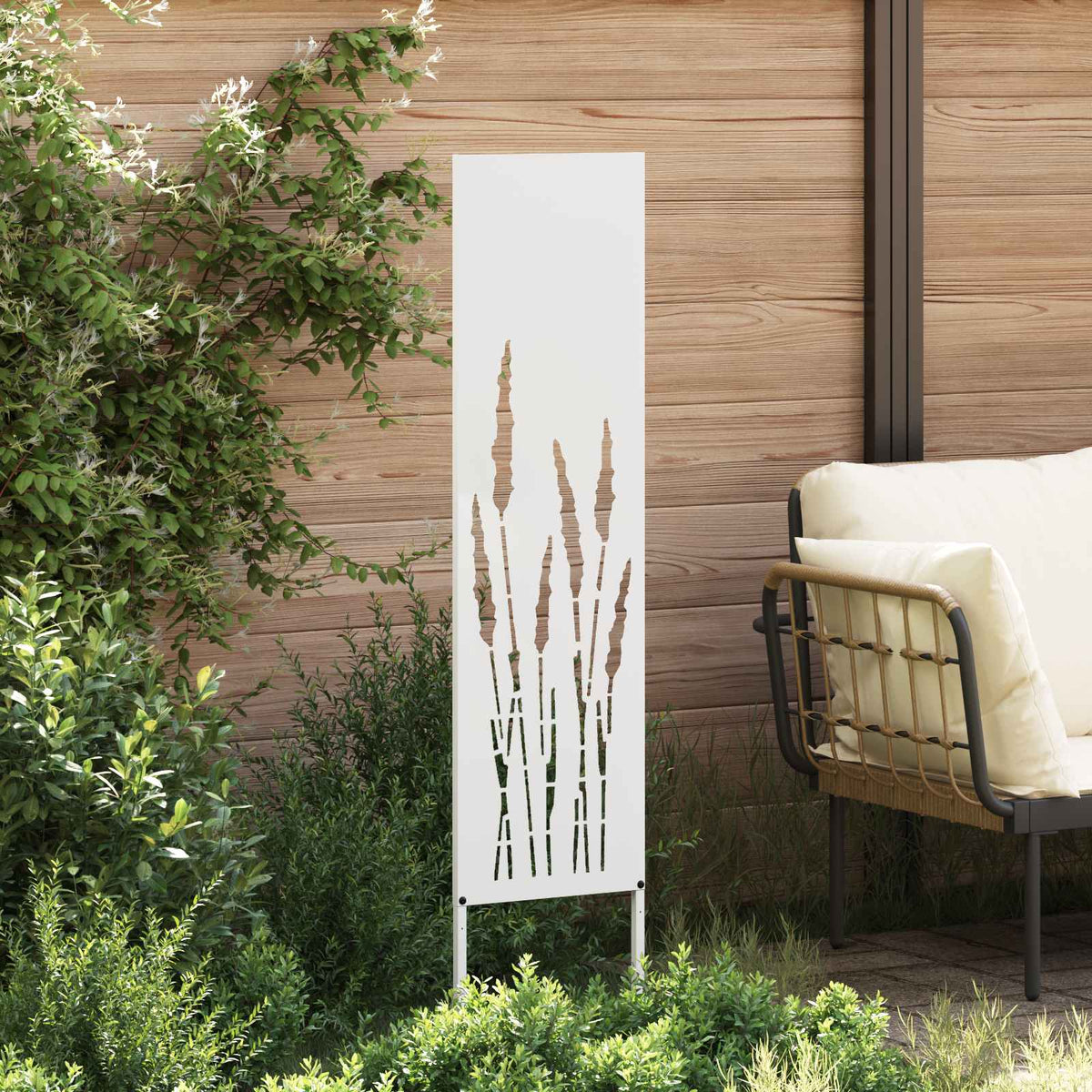 Have privatliv skærm Fretwork Hvid 32 x 140 cm Koldvalset stål