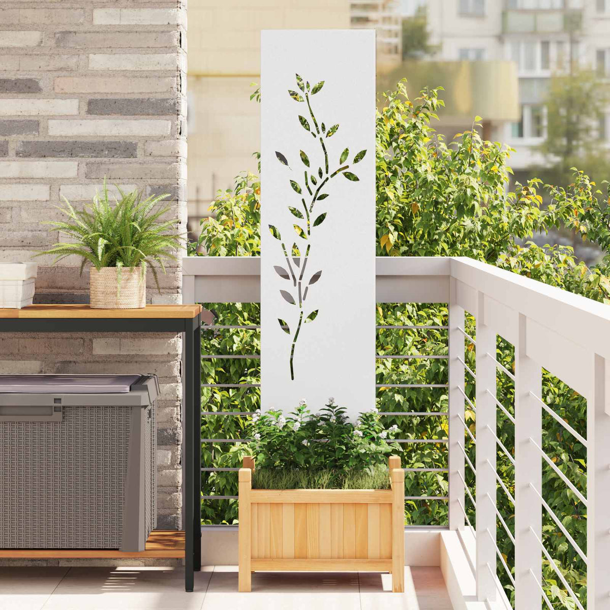 Have privatliv skærm Blomstret Hvid 32 x 140 cm Koldvalset stål