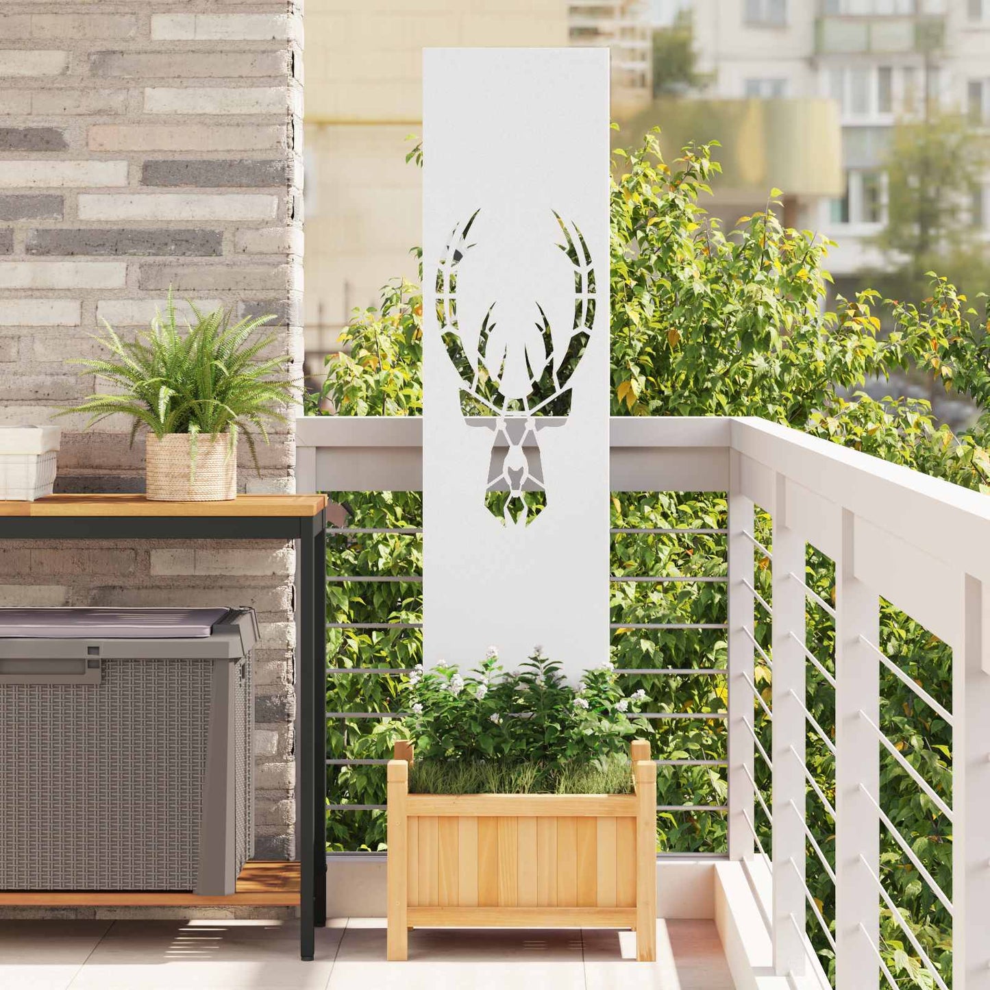 Have privatliv skærm Dyreprint Hvid 32 x 140 cm Koldvalset stål