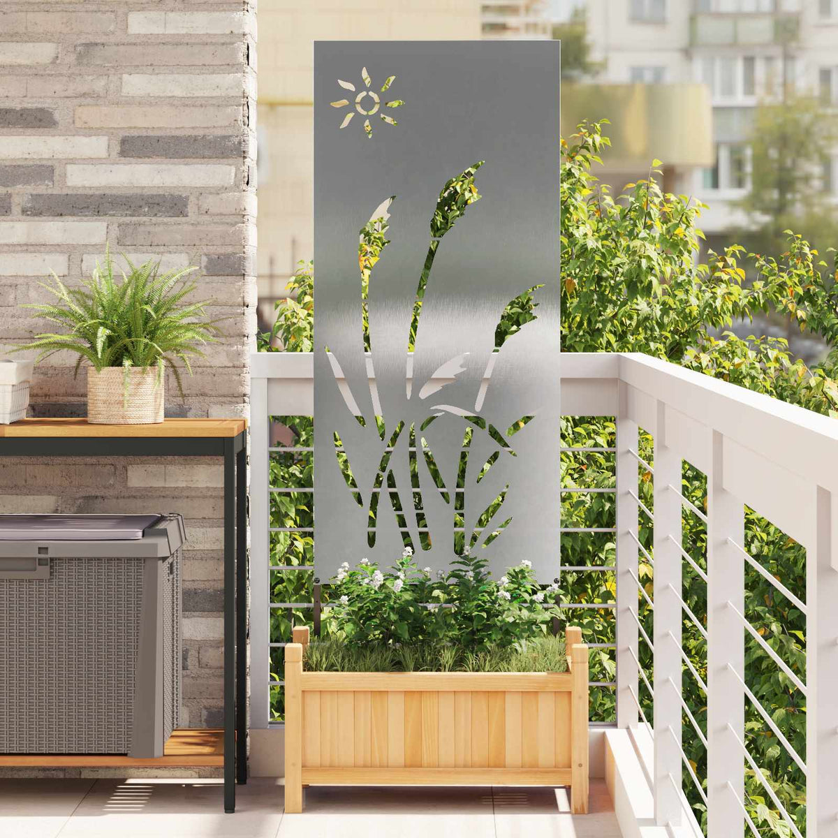 Have privatliv skærm Fretwork Sølv 50 x 140 cm Rustfrit stål