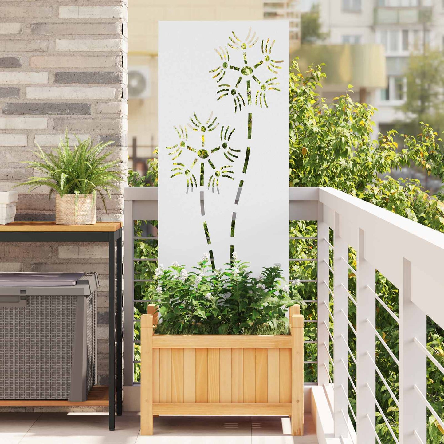 Have privatliv skærm Fretwork Hvid 50 x 140 cm Koldvalset stål