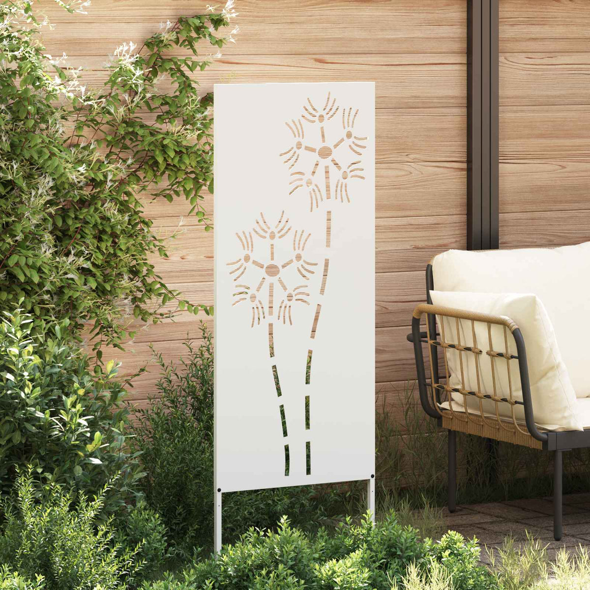 Have privatliv skærm Fretwork Hvid 50 x 140 cm Koldvalset stål