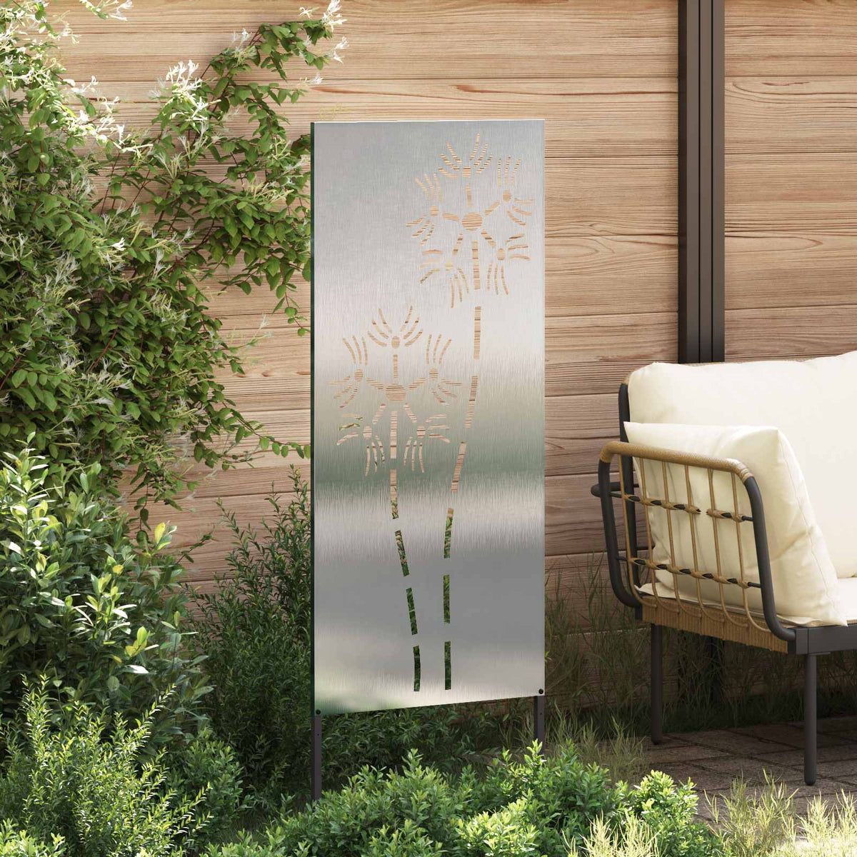 Have privatliv skærm Fretwork Sølv 50 x 140 cm Rustfrit stål