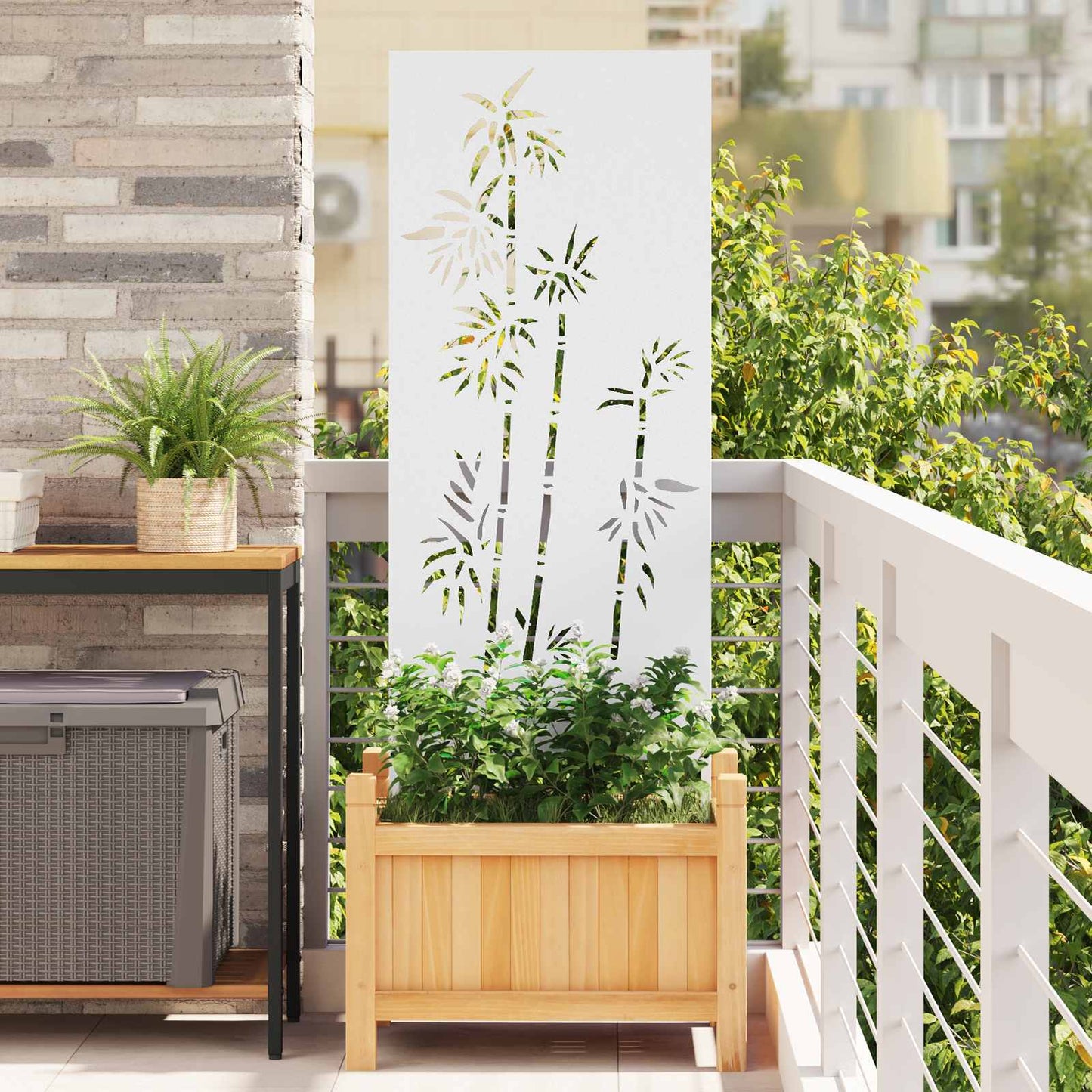 Have privatliv skærm Blomstret Hvid 50 x 140 cm Koldvalset stål