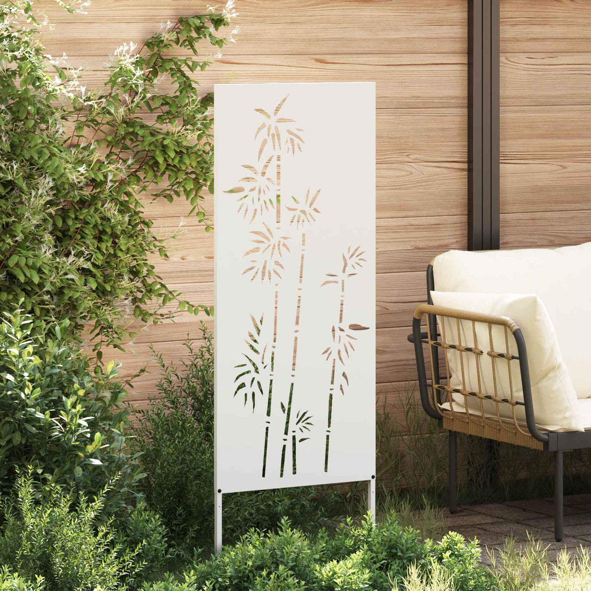 Have privatliv skærm Blomstret Hvid 50 x 140 cm Koldvalset stål