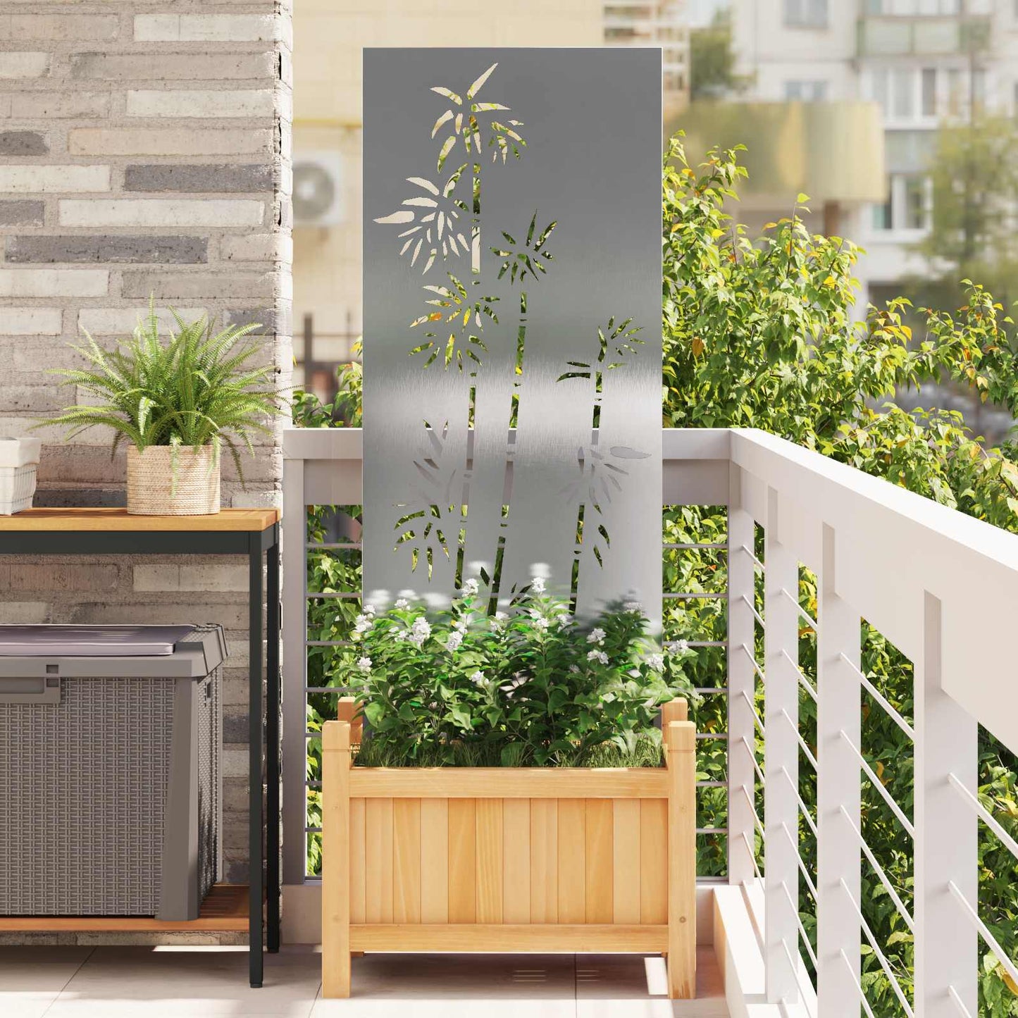 Have privatliv skærm Blomstret Sølv 50 x 140 cm Rustfrit stål